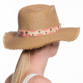 Sombrero Genuino de Diseñador Eric Javits NY - Kadija - Color Natural/Coral.